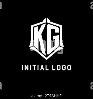 KG-Logo-Initiale mit Vektorgrafik im Schilddesign Stock Vektor