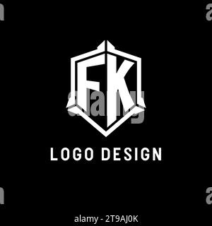 FK-Logo-Initiale mit Vektorgrafik im Schilddesign Stock Vektor