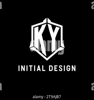 KY-Logo-Initiale mit Vektorgrafik im Schilddesign Stock Vektor