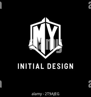 MEIN Logo-Initial mit Vektorgrafik im Schilddesign Stock Vektor