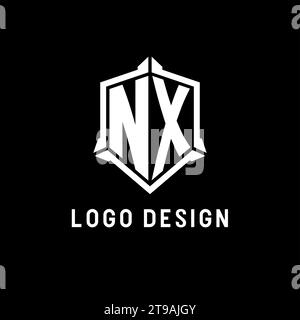 NX-Logo-Initiale mit Vektorgrafik im Schilddesign Stock Vektor