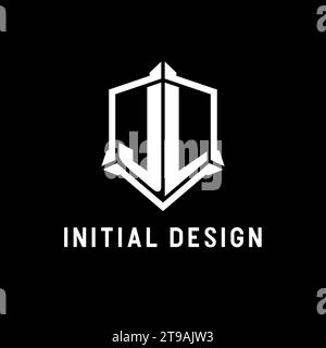 JL-Logo-Initiale mit Vektorgrafik im Schilddesign Stock Vektor