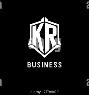 KR-Logo-Initiale mit Vektorgrafik im Schilddesign Stock Vektor