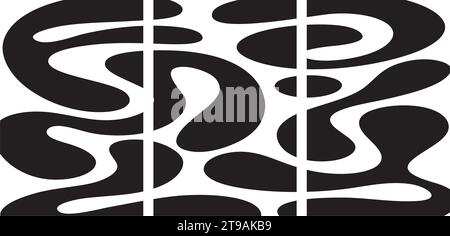 Ein Set aus drei abstrakten Postern. Moderne Wandkunst mit organischen, unregelmäßigen geometrischen Formen. Minimalistisches Bild für kreatives Design. Vektorillus Stock Vektor