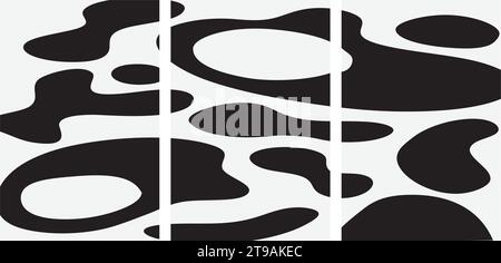Ein Set aus drei abstrakten Postern. Moderne Wandkunst mit organischen, unregelmäßigen geometrischen Formen. Minimalistisches Bild für kreatives Design. Vektorillus Stock Vektor