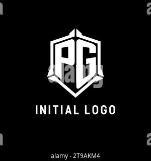 PG-Logo-Initiale mit Vektorgrafik im Schilddesign Stock Vektor