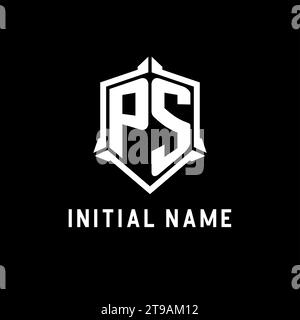 PS-Logo-Initiale mit Vektorgrafik im Schilddesign Stock Vektor