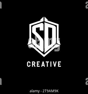 SD-Logo-Initiale mit Vektorgrafik in Schildform Stock Vektor