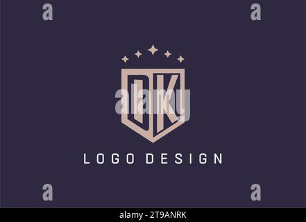 DK Initial Shield Logo Icon geometrisches Design inspiriert Stock Vektor