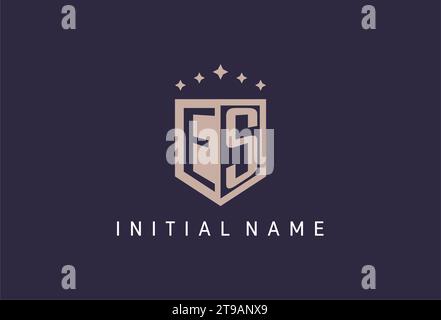 Es Initial Shield Logo Icon geometrisches Design inspiriert Stock Vektor