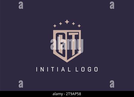 GT Initial Shield Logo Icon geometrisches Design inspiriert Stock Vektor