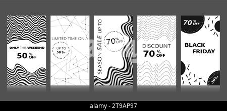 Set aus Verkauf, Bannervorlagen für Webseitengeschäfte. Banner für Online-Shopping. Bearbeitbare Instagram Stories Vorlage mit zerrissenem Papier. Stock Vektor