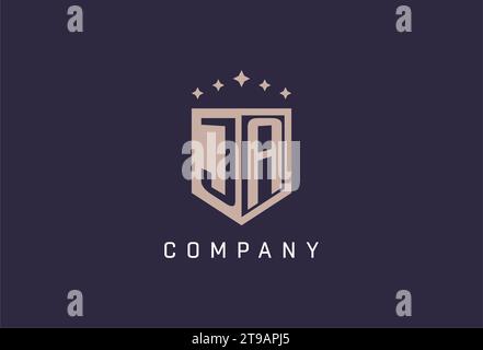 JA Initial Shield Logo Icon geometrisches Design inspiriert Stock Vektor