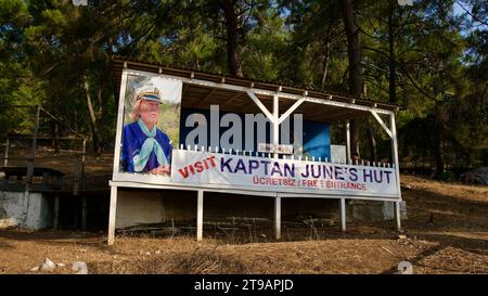 DALYAN, TÜRKEI - 15.07.2023: Behandlungszentrum für verletzte Caretta Caretta-Meeresschildkröten. 'Dekamer' Schildkrötenkrankenhaus. Die Arbeit von Captain June, dem Gauner Stockfoto