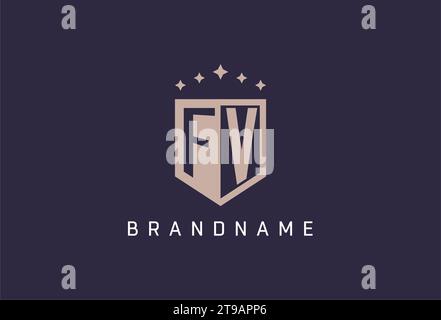 FV Initial Shield Logo Icon geometrisches Design inspiriert Stock Vektor