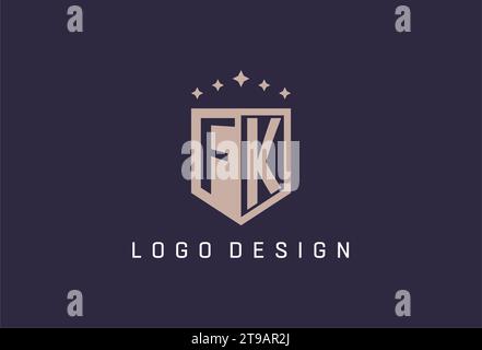 FK Initial Shield Logo Icon geometrisches Design inspiriert Stock Vektor