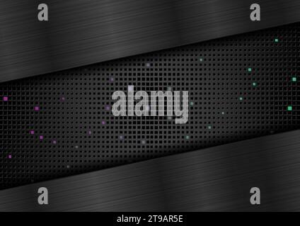 Schwarze Metallic-Textur und quadratischer abstrakter Hintergrund. Vektordesign Stock Vektor