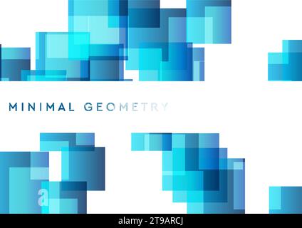 Blaue Quadrate abstrakter geometrischer minimaler Hintergrund. Vektordesign Stock Vektor