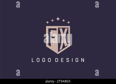 FX Initial Shield Logo Icon geometrisches Design inspiriert Stock Vektor