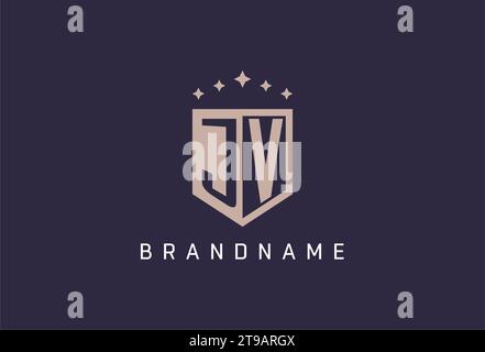 JV Initial Shield Logo Icon geometrisches Design inspiriert Stock Vektor