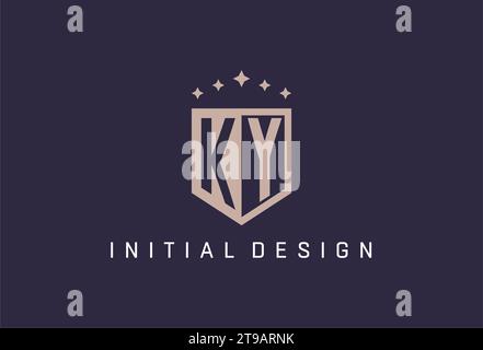 KY Initial Shield Logo Icon geometrisches Design inspiriert Stock Vektor