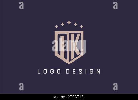 NK Initial Shield Logo Icon geometrisches Design inspiriert Stock Vektor