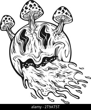 Trippy Toadstool Tropfen Emoji Silhouette Vektor Illustrationen für Ihre Arbeit Logo, Merchandise T-Shirt, Aufkleber und Label Designs, Poster, Gruß Stock Vektor