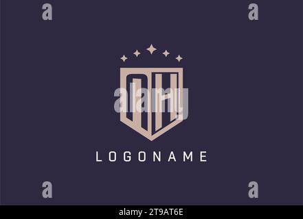 NH Initial Shield Logo Icon geometrisches Design inspiriert Stock Vektor