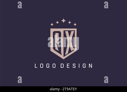 QX Initial Shield Logo Icon geometrisches Design inspiriert Stock Vektor