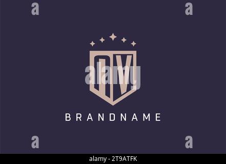 NV Initial Shield Logo Icon geometrisches Design inspiriert Stock Vektor