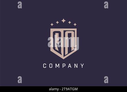 QN Initial Shield Logo Icon geometrisches Design inspiriert Stock Vektor