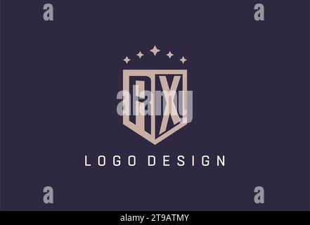 RX Initial Shield Logo Icon geometrisches Design inspiriert Stock Vektor
