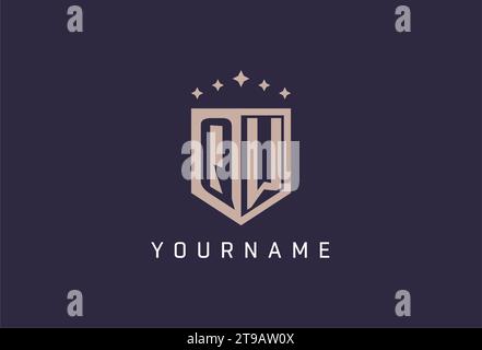 QW Initial Shield Logo Icon geometrisches Design inspiriert Stock Vektor
