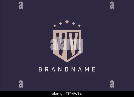 VV Initial Shield Logo Icon geometrisches Design inspiriert Stock Vektor