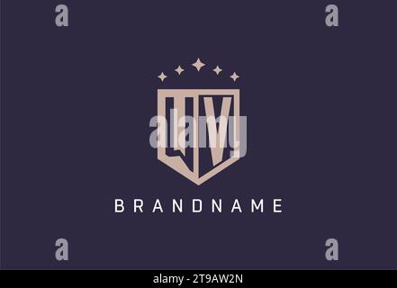 WV Initial Shield Logo Icon geometrisches Design inspiriert Stock Vektor