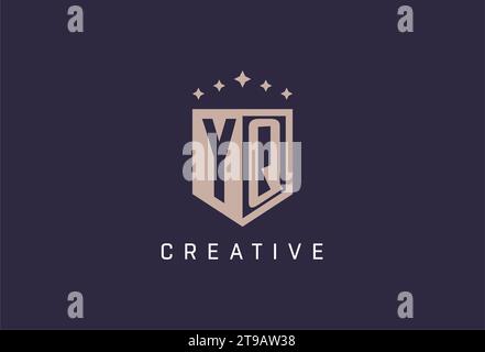 YQ Initial Shield Logo Icon geometrisches Design inspiriert Stock Vektor