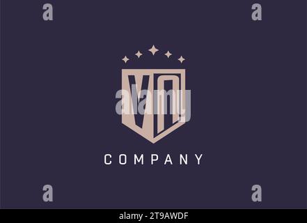 VN Initial Shield Logo Icon geometrisches Design inspiriert Stock Vektor