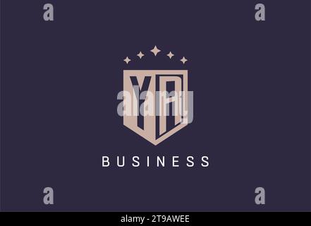 YR Initial Shield Logo Icon geometrisches Design inspiriert Stock Vektor