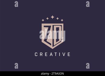 ZD Initial Shield Logo Icon geometrisches Design inspiriert Stock Vektor