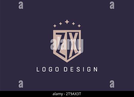 ZX Initial Shield Logo Icon geometrisches Design inspiriert Stock Vektor