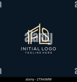 Ursprüngliches FS-Logo, klare und moderne Architektur- und Baulogodesign-Vektorgrafik Stock Vektor