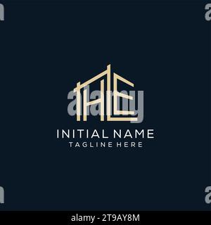 Anfänglich HE Logo, saubere und moderne Architektur- und Baulogodesign Vektorgrafik Stock Vektor