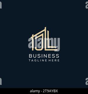 Ursprüngliches JL-Logo, klare und moderne Architektur- und Baulogodesign-Vektorgrafik Stock Vektor