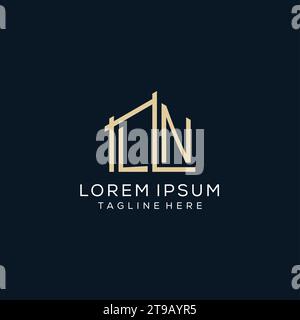 Anfängliches LN-Logo, klare und moderne Architektur- und Baulogodesign-Vektorgrafik Stock Vektor
