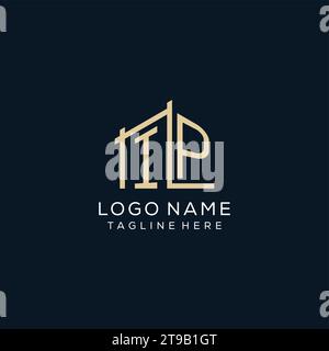 Ursprüngliches IP-Logo, klare und moderne Architektur- und Baulogodesign-Vektorgrafik Stock Vektor