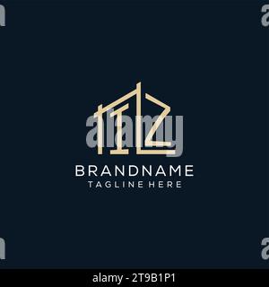 Ursprüngliches IZ-Logo, klare und moderne Architektur- und Baulogodesign-Vektorgrafik Stock Vektor