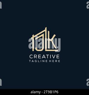 Ursprüngliches JK-Logo, klare und moderne Architektur- und Baulogodesign-Vektorgrafik Stock Vektor