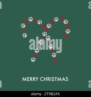Aus Pfotendrucken weihnachtsbonbon Pfotenmuster Stock Vektor