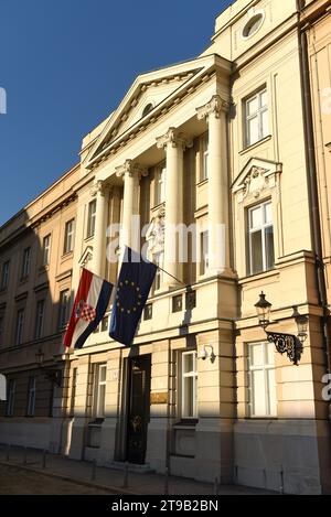 Zagreb, Kroatien - 26. Juni 2021: Das kroatische Parlamentsgebäude (Hrvatski Sabor) in Zagreb. Stockfoto