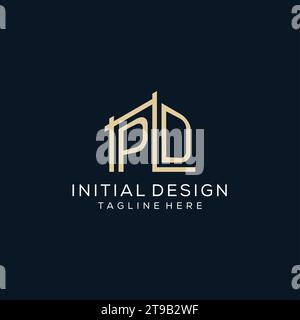 Ursprüngliches PD-Logo, saubere und moderne Architektur- und Baulogodesign-Vektorgrafik Stock Vektor